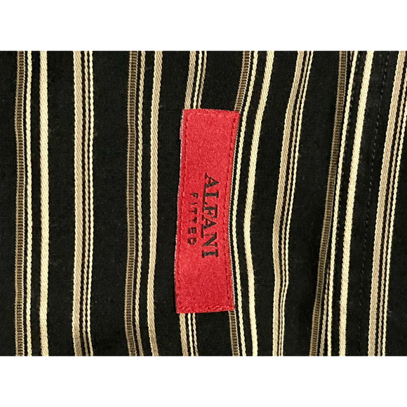 Alfani Mens Button-Up Shirt Black Striped Long Sleeve Point Collar Pocket L 16 - Picture 8 of 8